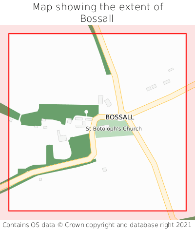 Map showing extent of Bossall as bounding box