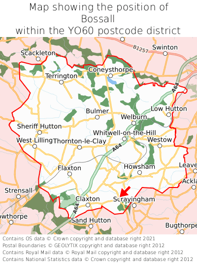 Map showing location of Bossall within YO60