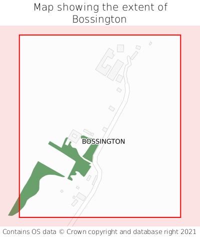 Map showing extent of Bossington as bounding box