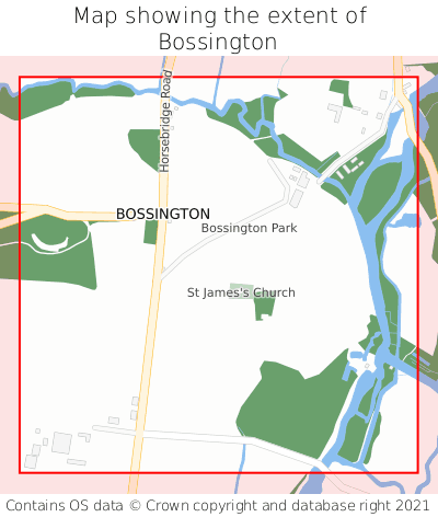 Map showing extent of Bossington as bounding box