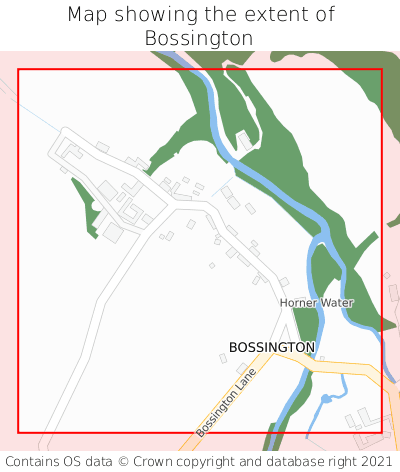Map showing extent of Bossington as bounding box