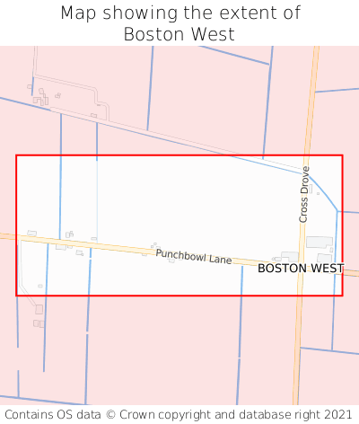 Map showing extent of Boston West as bounding box