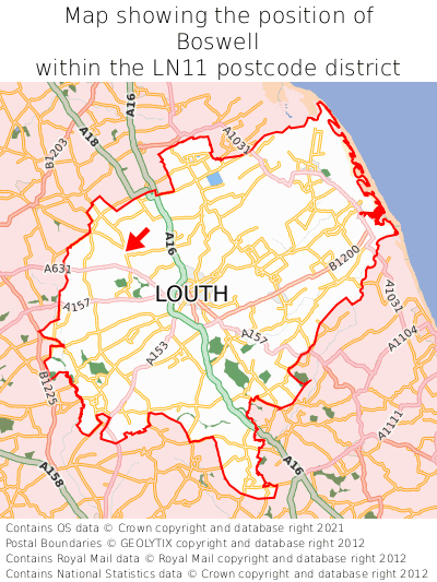 Map showing location of Boswell within LN11