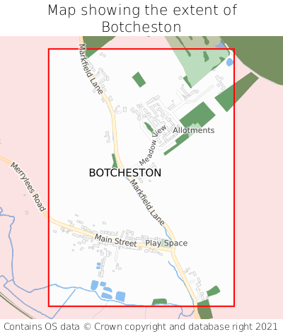 Map showing extent of Botcheston as bounding box