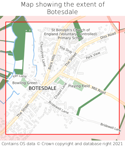 Map showing extent of Botesdale as bounding box