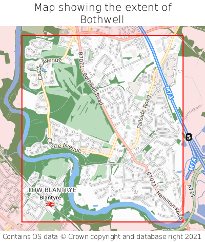 Map showing extent of Bothwell as bounding box