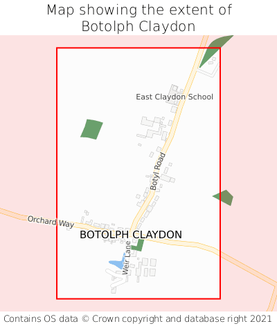 Map showing extent of Botolph Claydon as bounding box