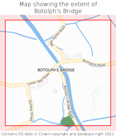 Map showing extent of Botolph's Bridge as bounding box