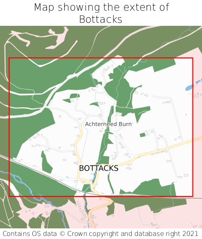 Map showing extent of Bottacks as bounding box