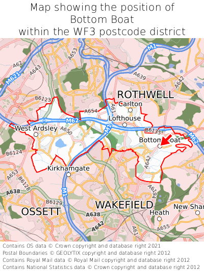 Map showing location of Bottom Boat within WF3