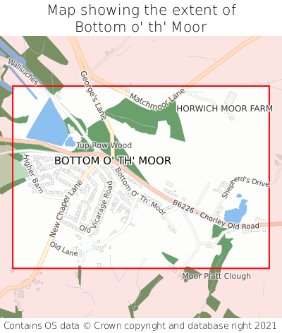 Map showing extent of Bottom o' th' Moor as bounding box