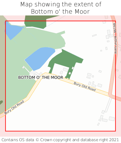 Map showing extent of Bottom o' the Moor as bounding box