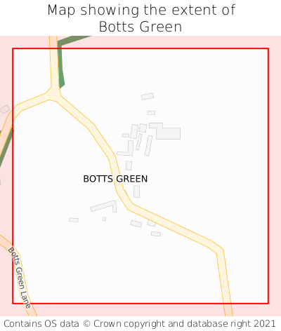 Map showing extent of Botts Green as bounding box
