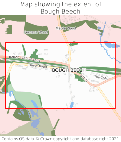 Map showing extent of Bough Beech as bounding box