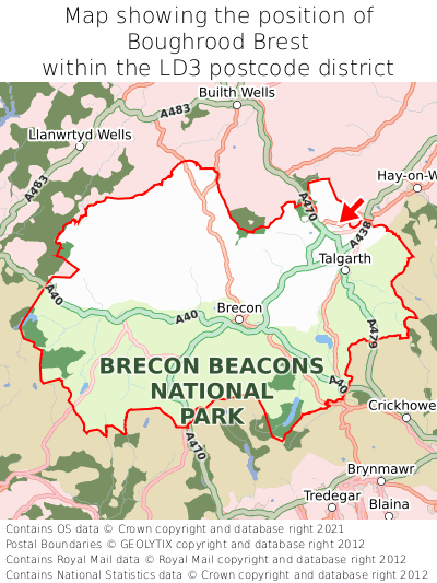 Map showing location of Boughrood Brest within LD3