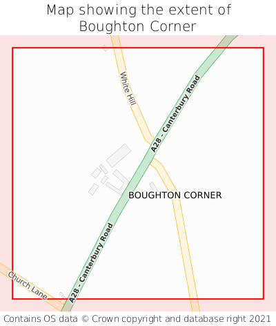 Map showing extent of Boughton Corner as bounding box
