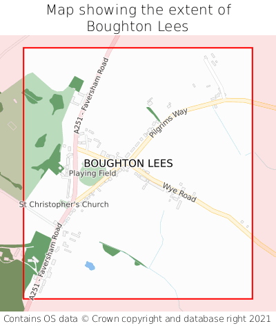 Map showing extent of Boughton Lees as bounding box