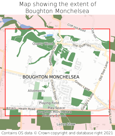 Map showing extent of Boughton Monchelsea as bounding box