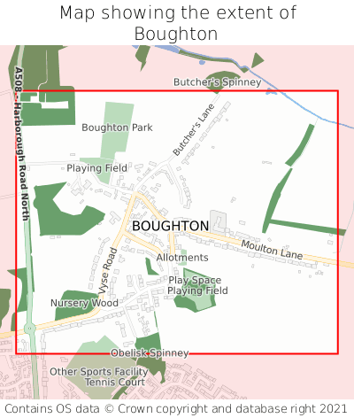 Map showing extent of Boughton as bounding box