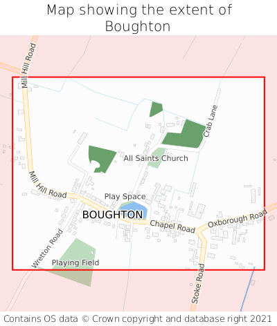 Map showing extent of Boughton as bounding box