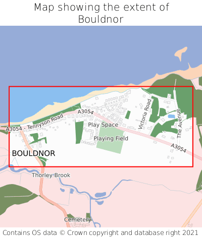 Map showing extent of Bouldnor as bounding box