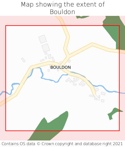 Map showing extent of Bouldon as bounding box