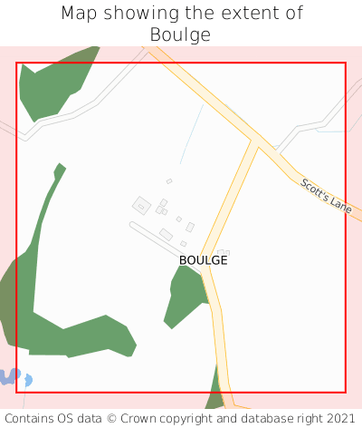 Map showing extent of Boulge as bounding box
