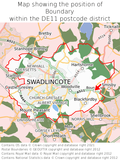 Map showing location of Boundary within DE11