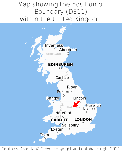 Map showing location of Boundary within the UK