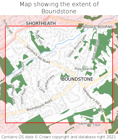 Map showing extent of Boundstone as bounding box