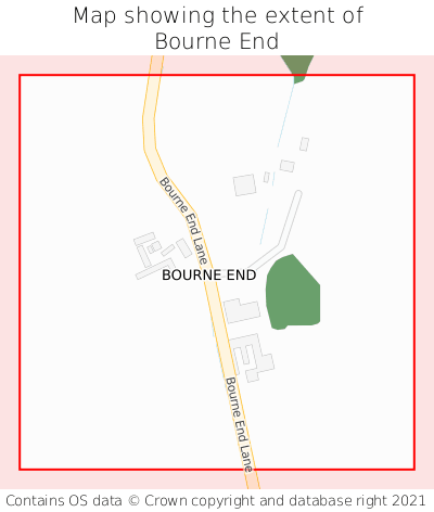Map showing extent of Bourne End as bounding box