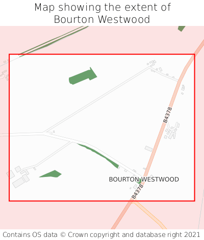 Map showing extent of Bourton Westwood as bounding box