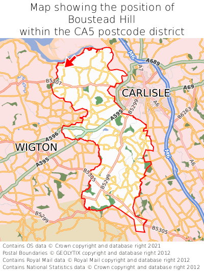 Map showing location of Boustead Hill within CA5