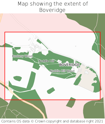 Map showing extent of Boveridge as bounding box