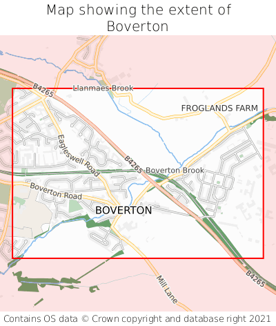 Map showing extent of Boverton as bounding box