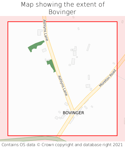 Map showing extent of Bovinger as bounding box