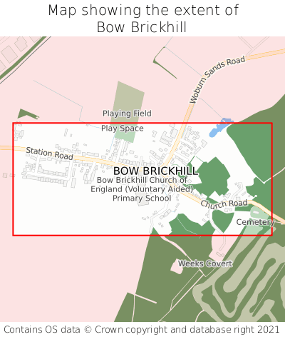 Map showing extent of Bow Brickhill as bounding box