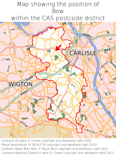 Map showing location of Bow within CA5