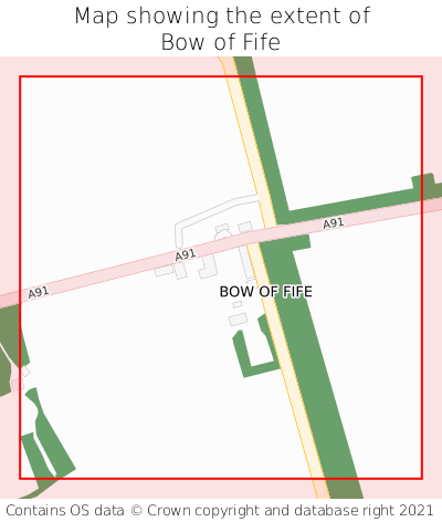 Map showing extent of Bow of Fife as bounding box