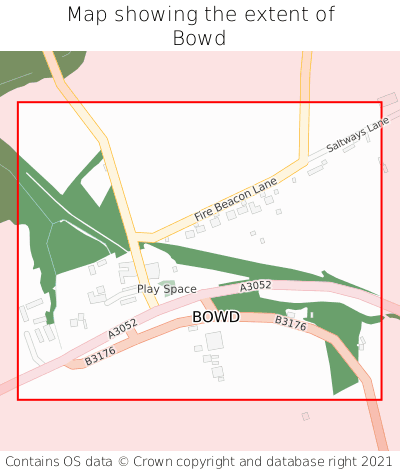 Map showing extent of Bowd as bounding box