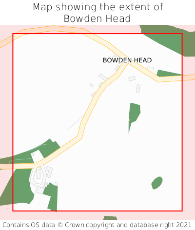 Map showing extent of Bowden Head as bounding box