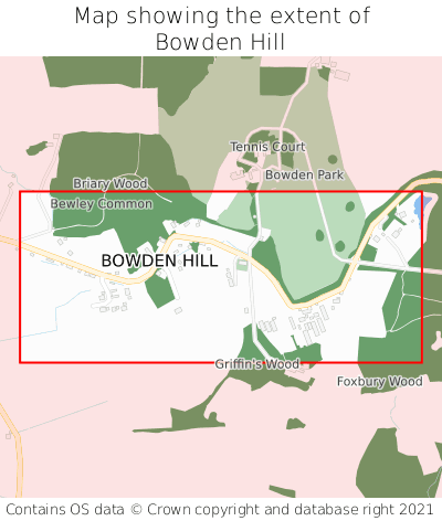 Map showing extent of Bowden Hill as bounding box