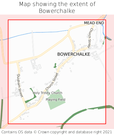 Map showing extent of Bowerchalke as bounding box