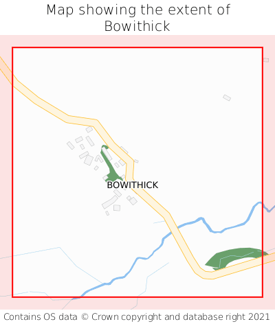 Map showing extent of Bowithick as bounding box