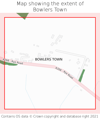 Map showing extent of Bowlers Town as bounding box