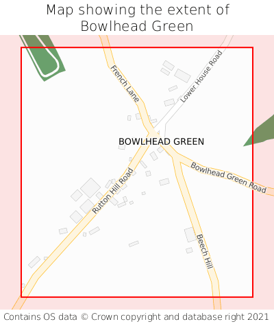 Map showing extent of Bowlhead Green as bounding box