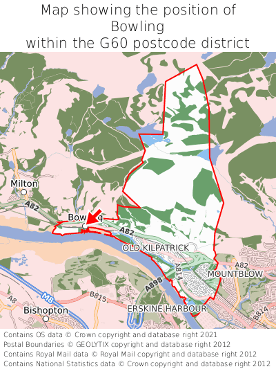 Map showing location of Bowling within G60