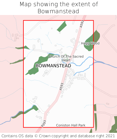 Map showing extent of Bowmanstead as bounding box