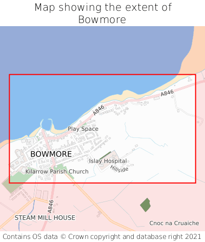 Map showing extent of Bowmore as bounding box