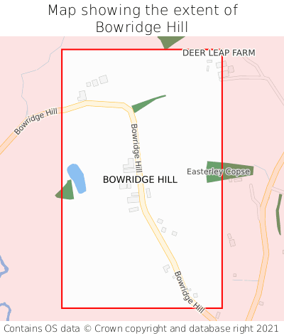Map showing extent of Bowridge Hill as bounding box